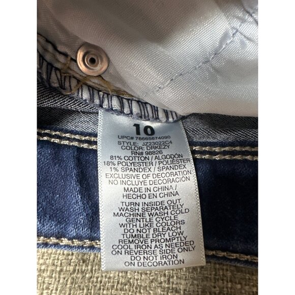 Girls Jordache Skinny Jeans With Sequin Star Patch Size 10 Blue Denim Adj Waist - Picture 6 of 8